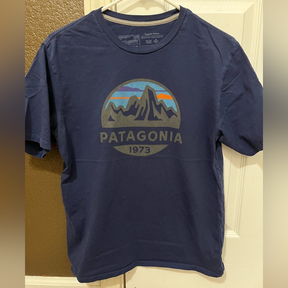 Blue Patagonia tee shirt